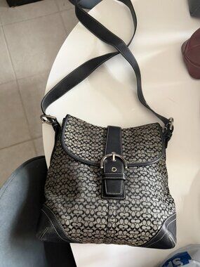 Coach (Vintage) Black Signature Jacquard Soho Flap Crossbody Shoulder Bag